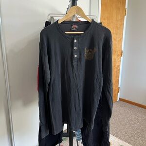 Harley Davidson Black Long Sleeve Henley Shirt
